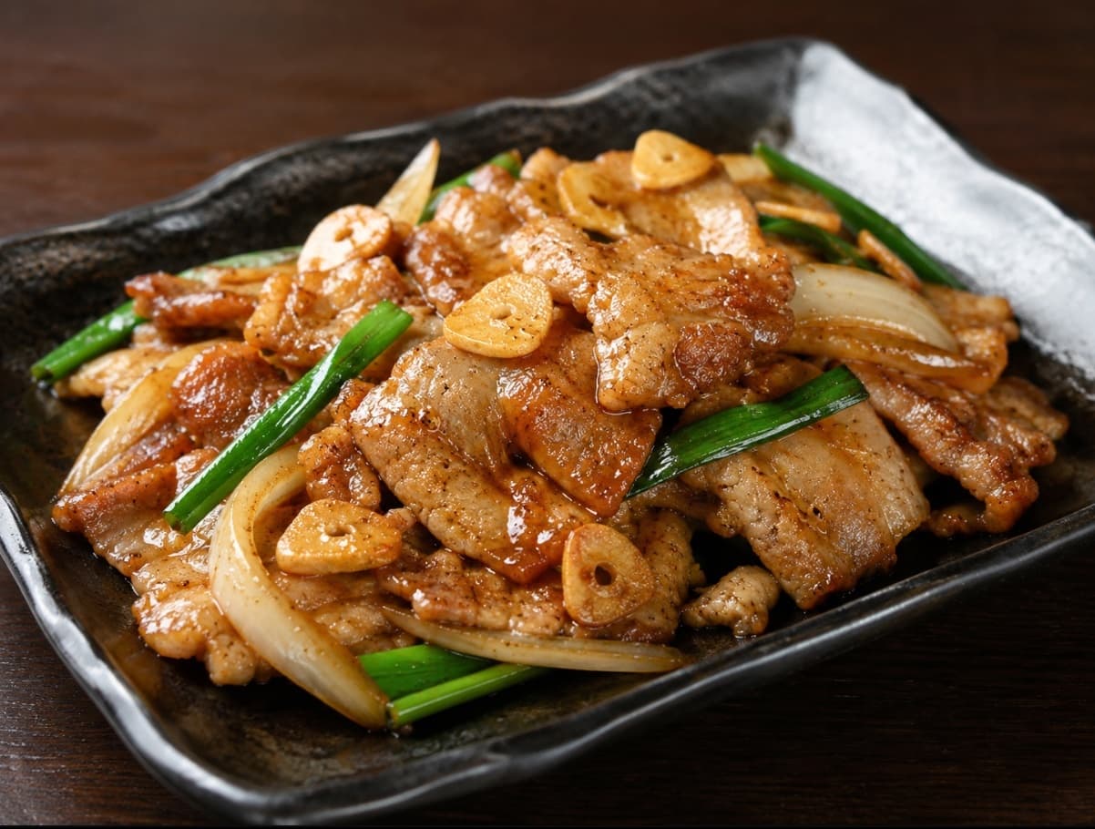 Stir-fried sliced meat with onions and green chives at Sakura Asian Dining & Bar
