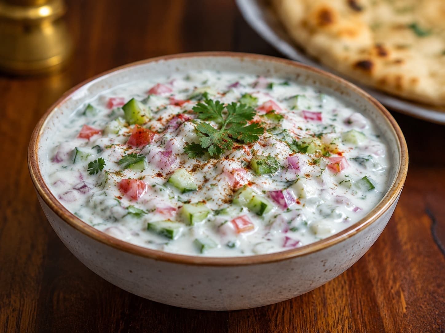 Yogurt raita with diced vegetables and herbs at Sakura Asian Dining & Bar