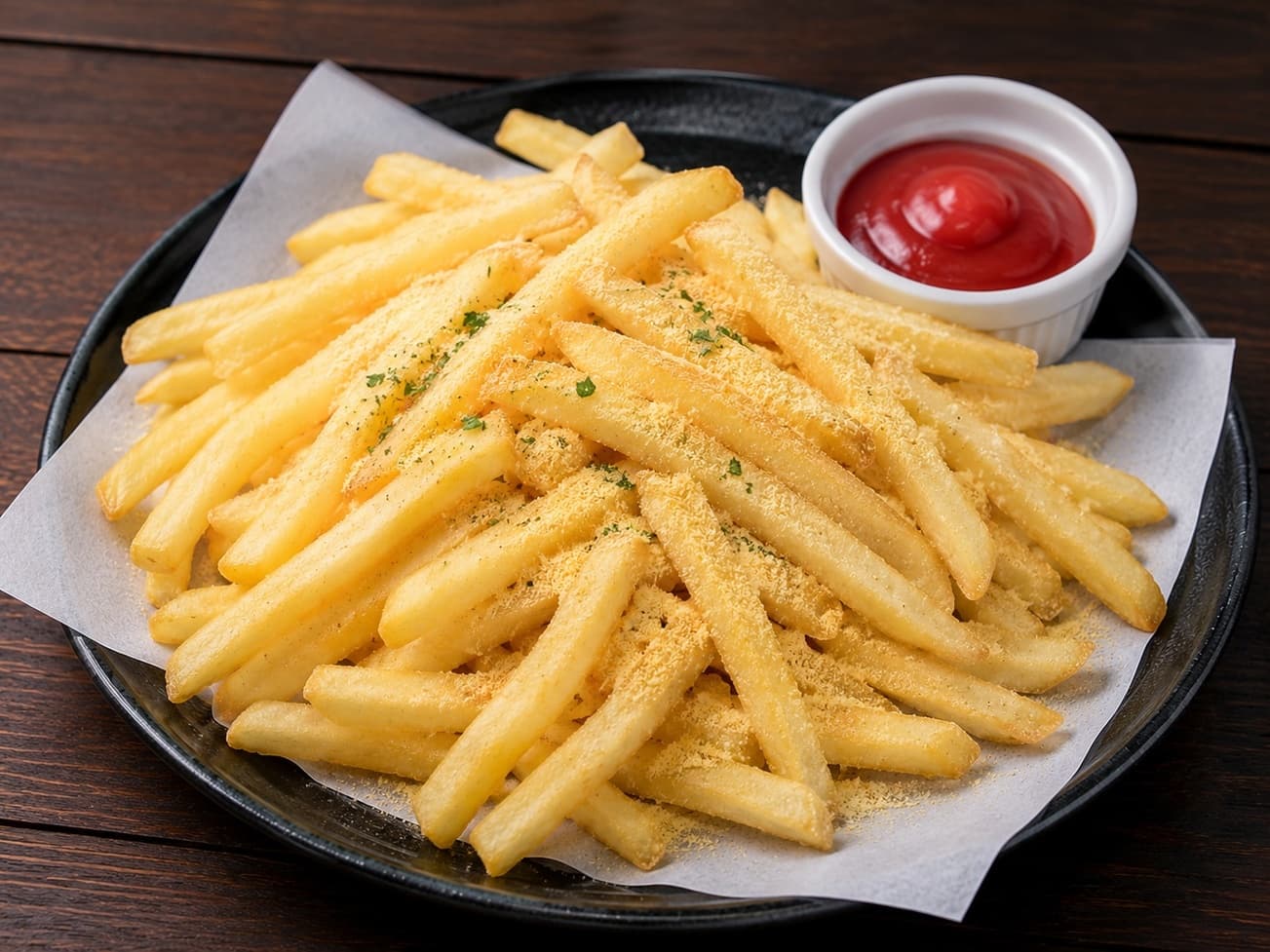 French fries with tomato ketchup at Sakura Asian Dining & Bar