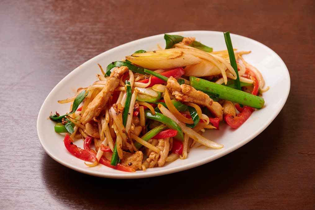 Stir-fried noodles with meat and vegetables at Sakura Asian Dining & Bar